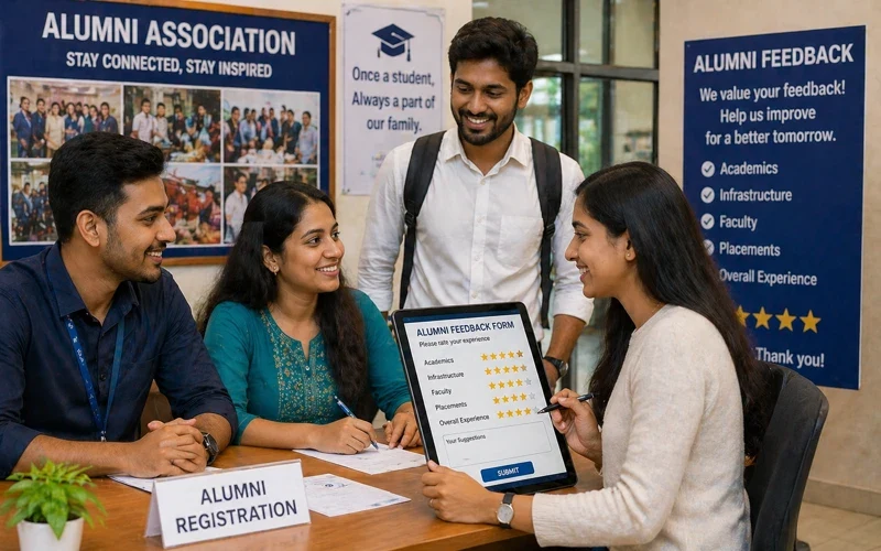 Alumni directory and student feedback — Alpha Campus ERP